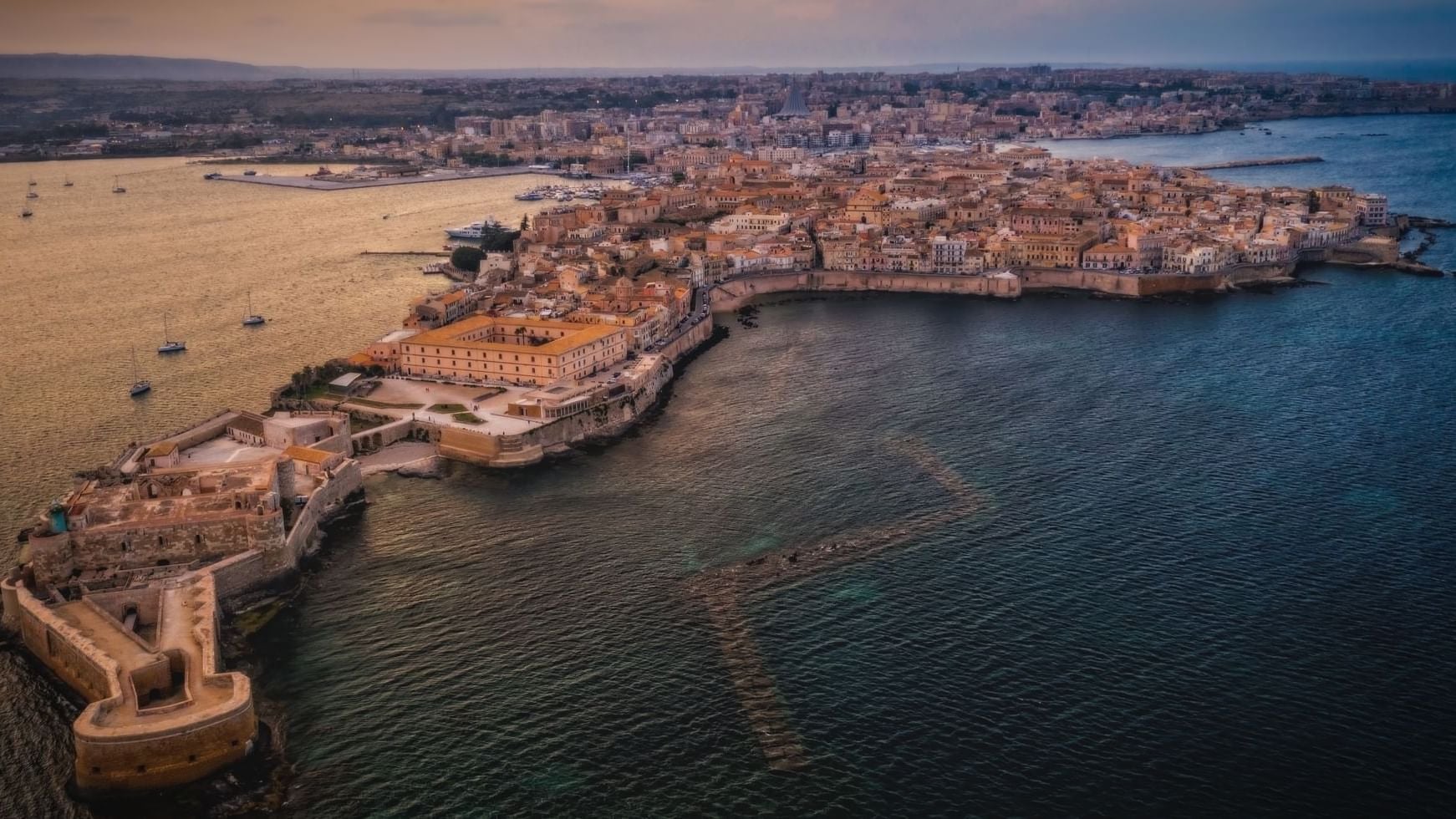 Vista aerea di Ortigia, Siracusa